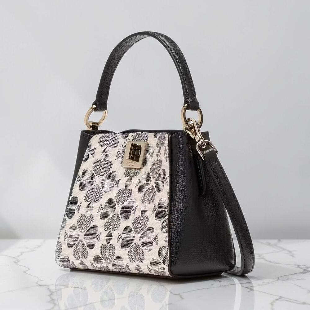 Kate Spade Spade Flower PVC Mini Top Handle Crossbody Black Multi KK996 NWT - Picture 2 of 5